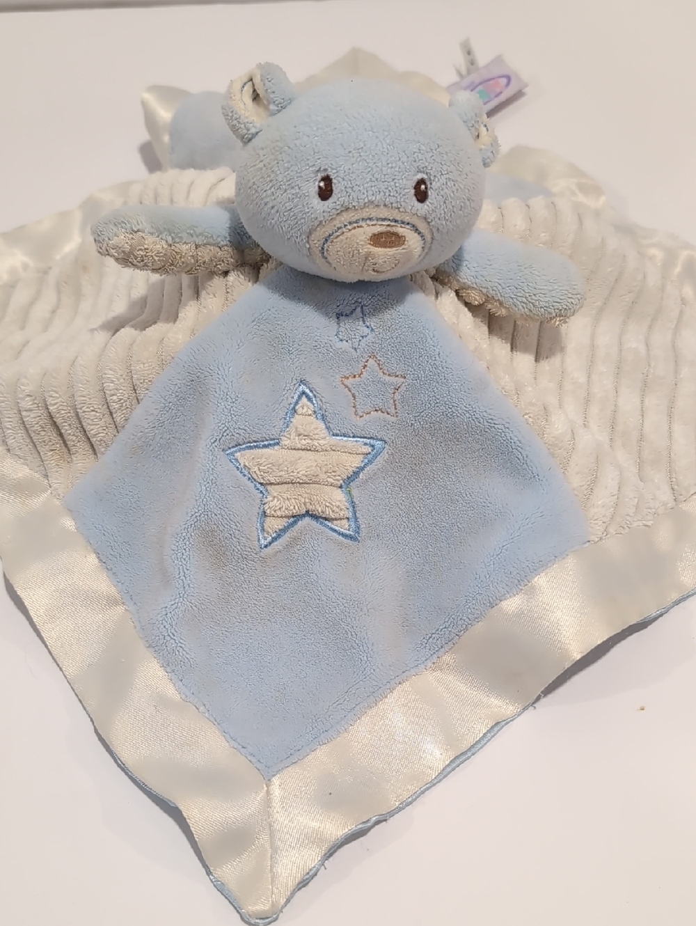 Mary Meyer Blue Bear Star Security Blanket Lovey Cream